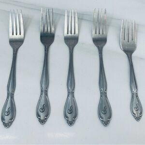 Customcraft Stainless Steel S Monogram Forks 5 Pc Set Taiwan Vintage